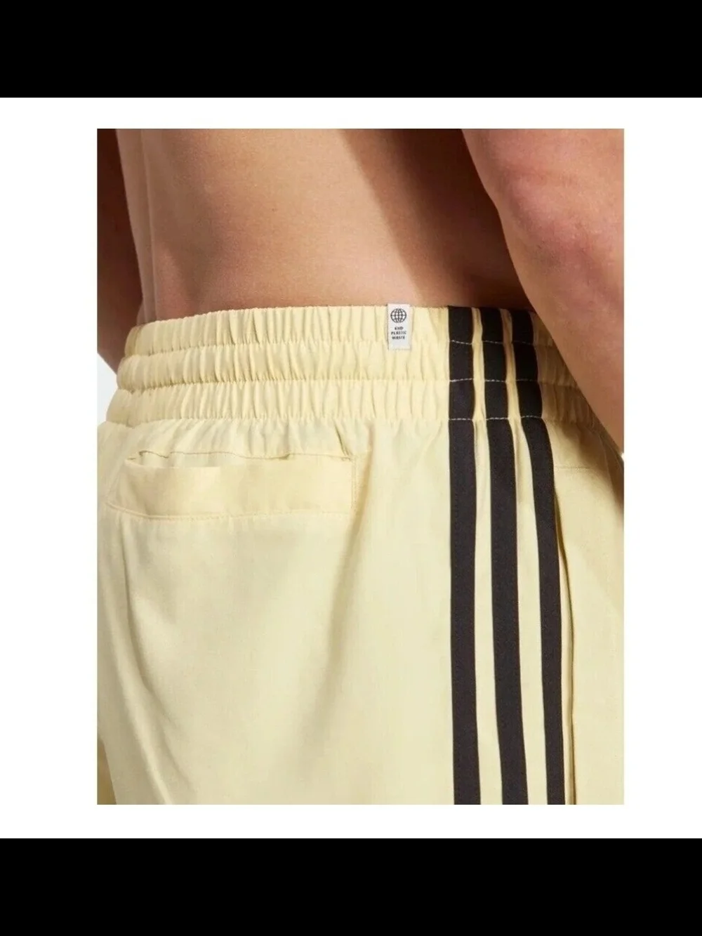 adidas Women’s Pale Yellow 3-Stripes Athletic Shorts